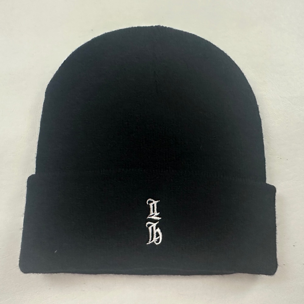 New Logan Henderson Black Knit Logo Beanie Hat One Size